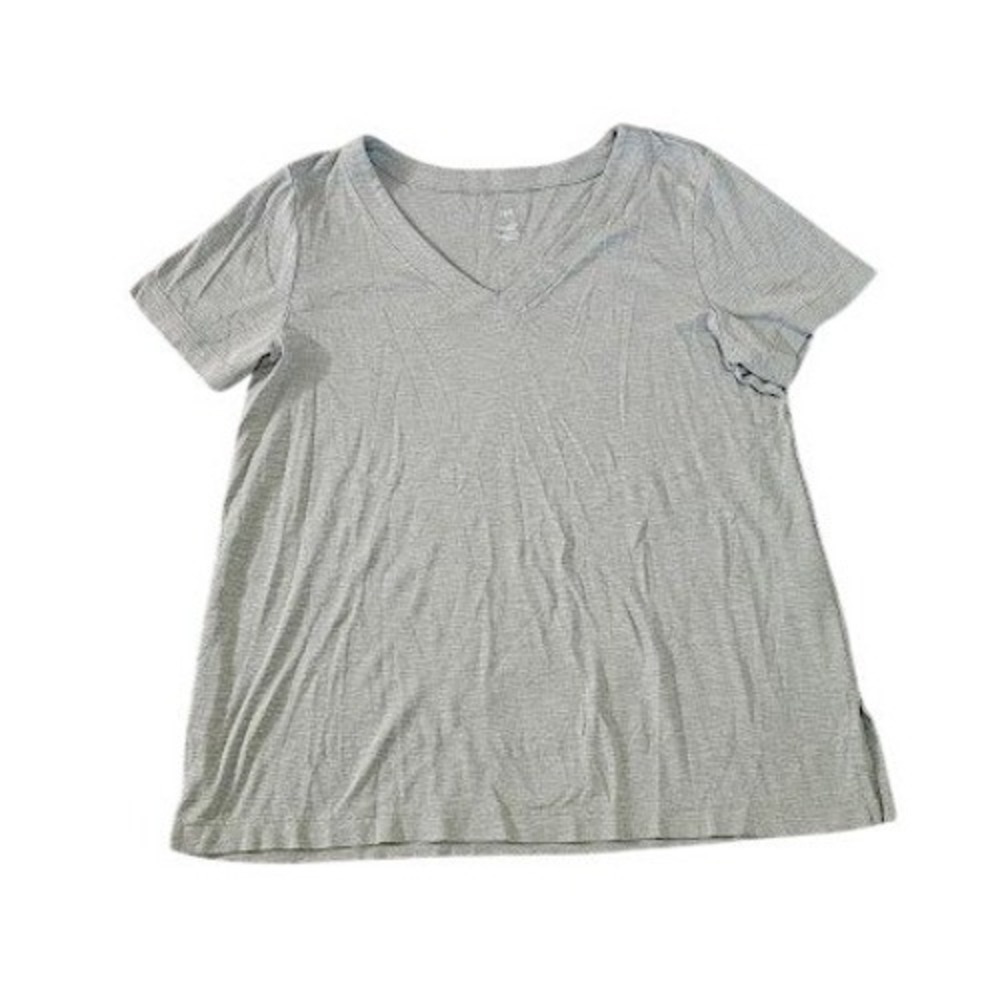 J. Jill Pima Slub Knit V-Neck Tee Women Large Sage Green Short Sleeve Shirt